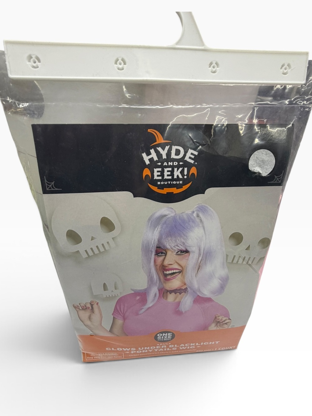 Hyde & EEK! Boutique White Ponytails Wig Adult Blacklight Glow Halloween NWT